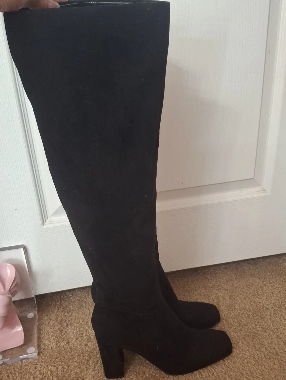 NINE WEST Classic Black Knee-High Women's Block Heel Boots NWOB Size 9½
